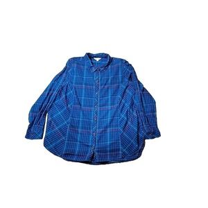 Terra & Sky Plaid Flannel Womens Plus Size 2X 20W-22W Button Up Shirt MULTICOLOR
